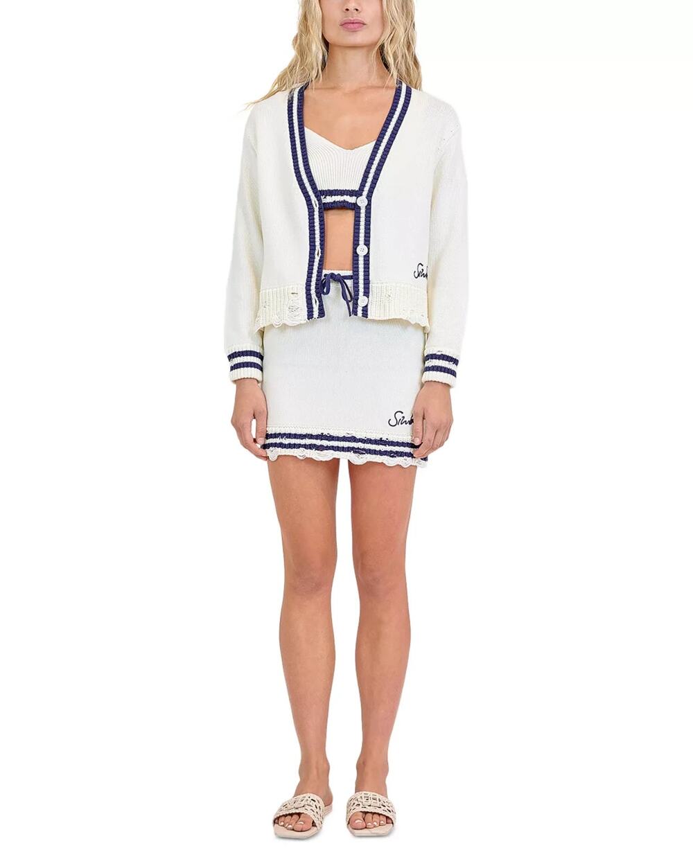 SIMKHAI Spencer Cardigan Ivory Size L 3484